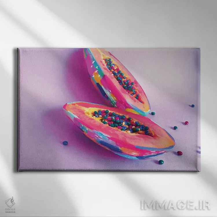 تابلو پاپایا (میوهٔ گرمسیری) اثر اتاوی (برند هنری) - نمای روبهرو روی دیوار