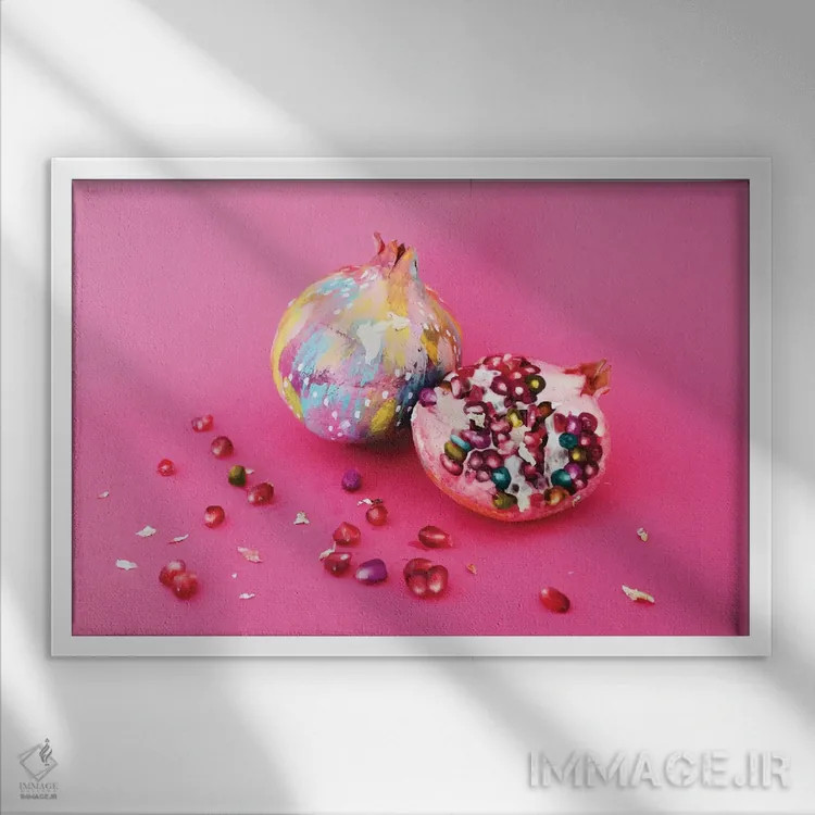 تابلو انار اثر اتاوی (برند هنری) - نمای قابدار سفید