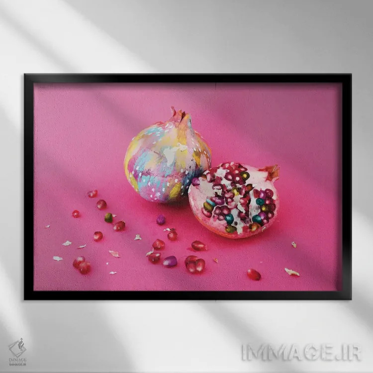 تابلو انار اثر اتاوی (برند هنری) - نمای قابدار مشکی