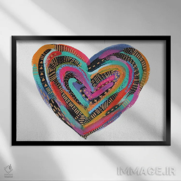 تابلو قلب هزار تو II اثر اتاوی (برند هنری) - نمای قابدار مشکی