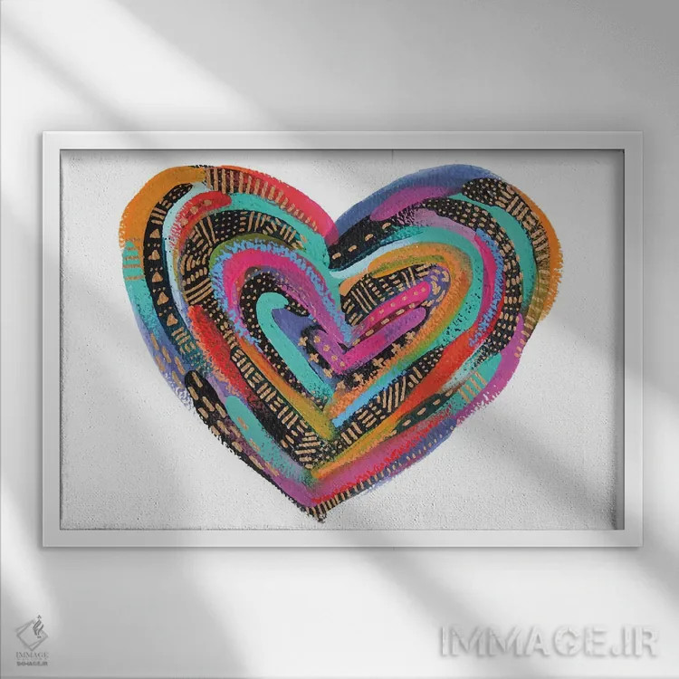 تابلو قلب هزار تو II اثر اتاوی (برند هنری) - نمای قابدار سفید