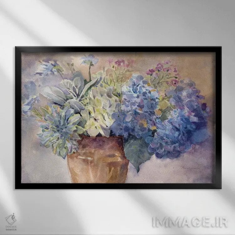 تابلو هورتانسیا پریوینکل اول اثر اولیا دیزاینز (استودیو طراحی) - نمای قابدار مشکی