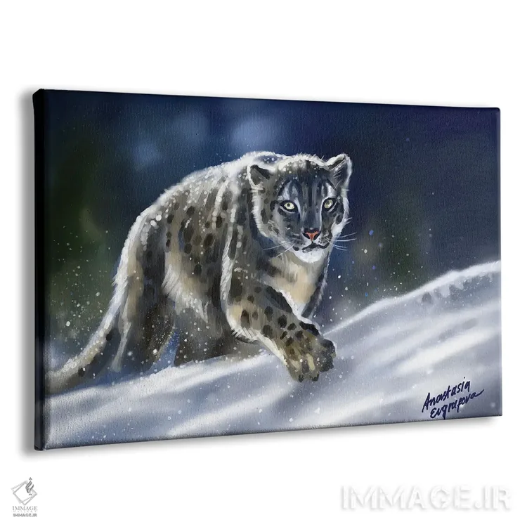 تابلو پلنگ برفی اثر آناستازیا اِوگرافوا - نمای پرسپکتیو محصول
