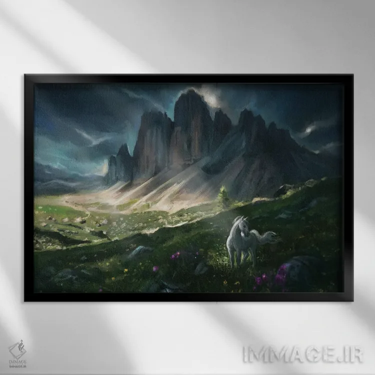 تابلو بهار در آلپ اثر آناستازیا اِوگرافوا - نمای قابدار مشکی