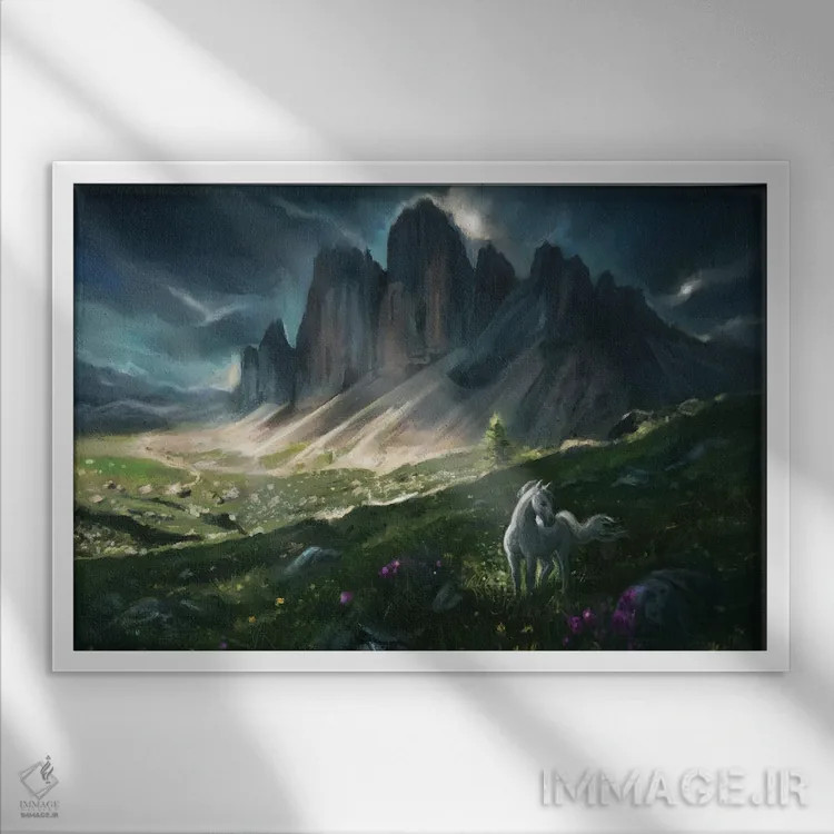 تابلو بهار در آلپ اثر آناستازیا اِوگرافوا - نمای قابدار سفید