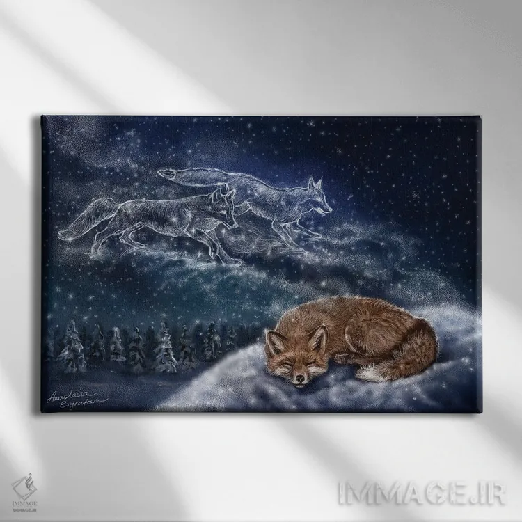 تابلو رویاهای روباهی اثر آناستازیا اِوگرافوا - نمای روبهرو روی دیوار