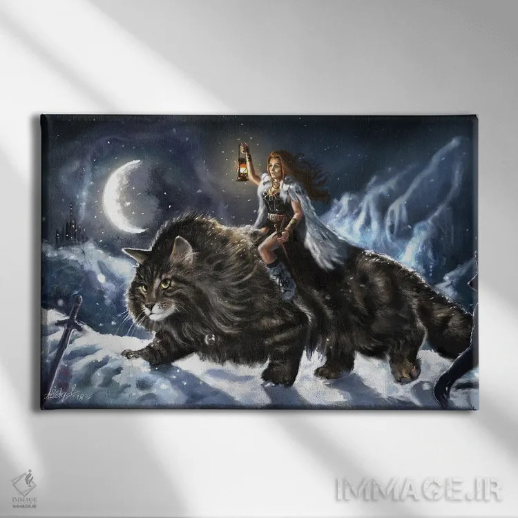 تابلو سوارکار گربه اثر آناستازیا اِوگرافوا - نمای روبهرو روی دیوار