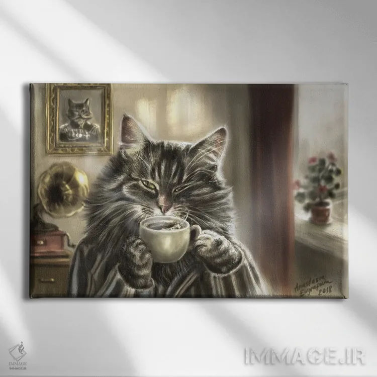 تابلو قهوهٔ صبحگاهی اثر آناستازیا اِوگرافوا - نمای روبهرو روی دیوار