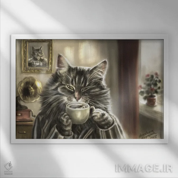 تابلو قهوهٔ صبحگاهی اثر آناستازیا اِوگرافوا - نمای قابدار سفید