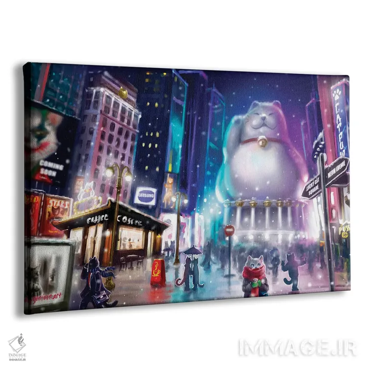 تابلو شهر گربههای زمستانی اثر آناستازیا اِوگرافوا - نمای پرسپکتیو محصول