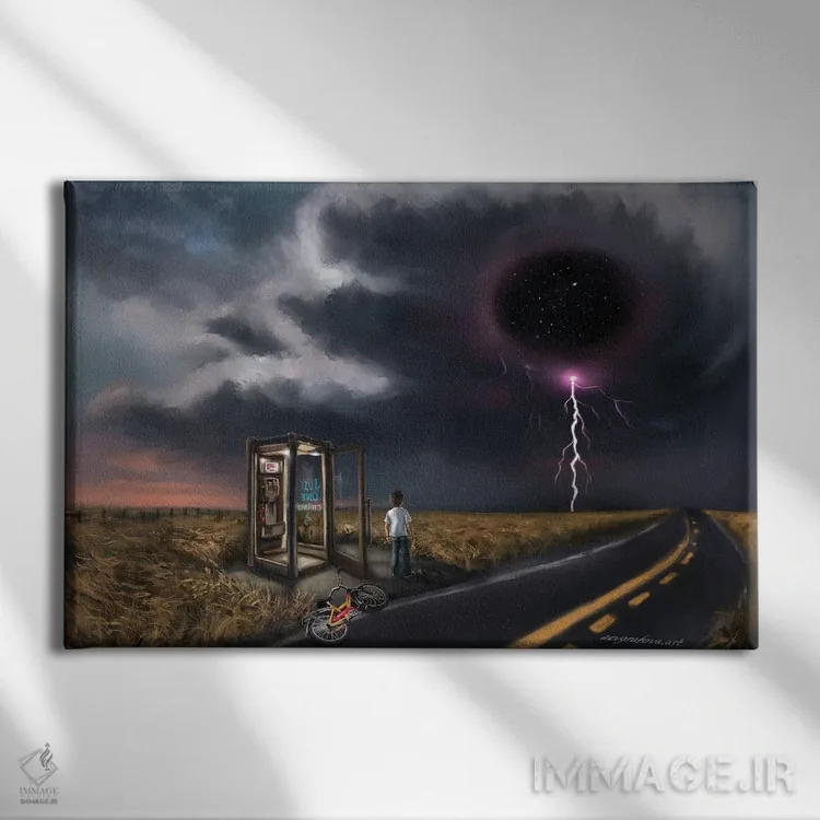 تابلو طوفان در راه است اثر آناستازیا اِوگرافوا - نمای روبهرو روی دیوار