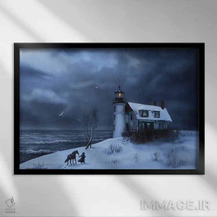 تابلو راز فانوسدریایی قدیمی اثر آناستازیا اِوگرافوا - نمای قابدار مشکی