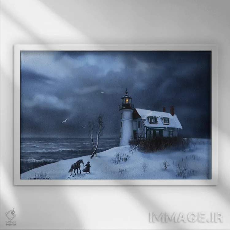 تابلو راز فانوسدریایی قدیمی اثر آناستازیا اِوگرافوا - نمای قابدار سفید