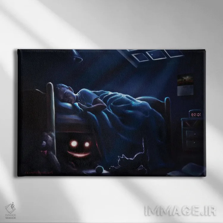 تابلو هیولاهای شبانه اثر آناستازیا اِوگرافوا - نمای روبهرو روی دیوار