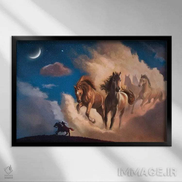 تابلو گلهٔ آسمانی اثر آناستازیا اِوگرافوا - نمای قابدار مشکی