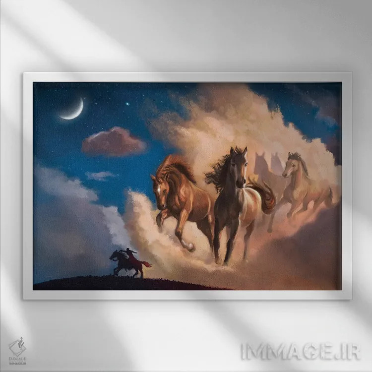 تابلو گلهٔ آسمانی اثر آناستازیا اِوگرافوا - نمای قابدار سفید