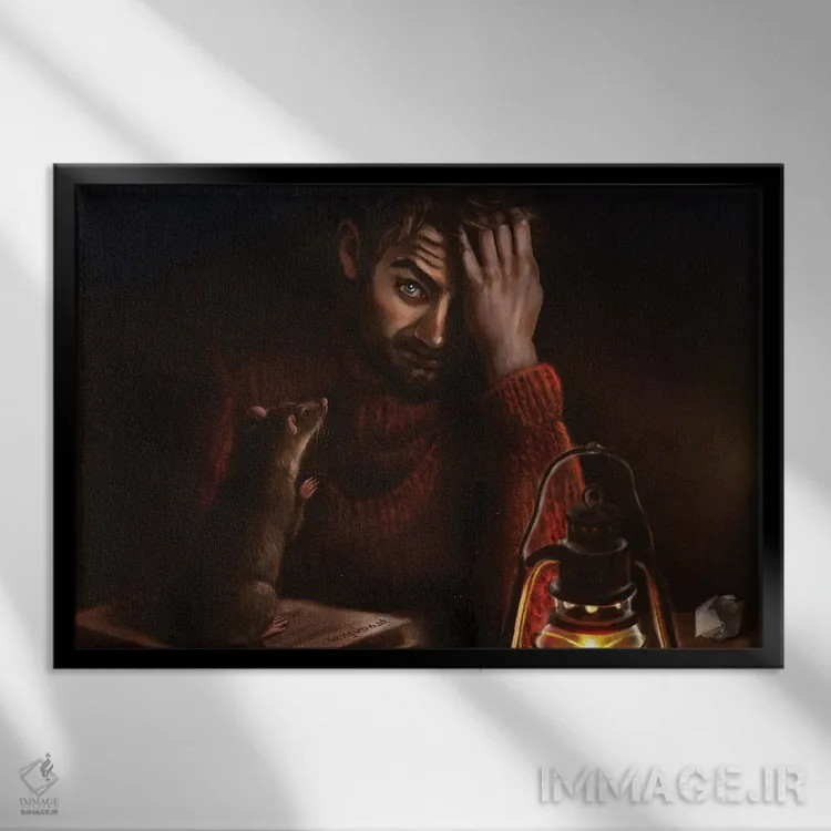 تابلو موش (تصویرسازی برای داستان استیون کینگ) اثر آناستازیا اِوگرافوا - نمای قابدار مشکی