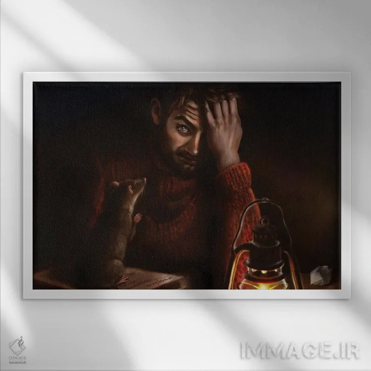 تابلو موش (تصویرسازی برای داستان استیون کینگ) اثر آناستازیا اِوگرافوا - نمای قابدار سفید