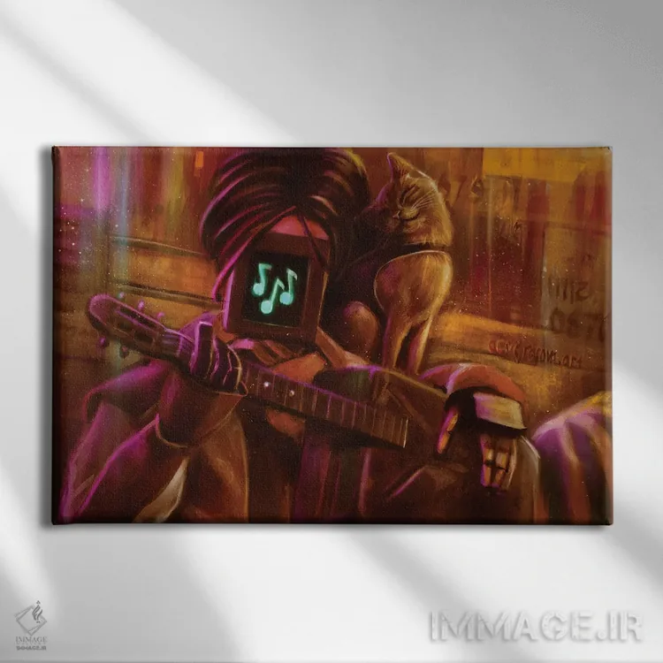 تابلو موسیقی ما را به هم نزدیکتر میکند اثر آناستازیا اِوگرافوا - نمای روبهرو روی دیوار