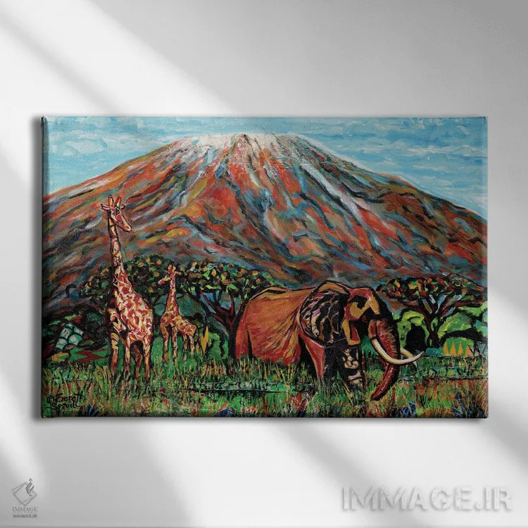 تابلو کوه کلیمانجارو اثر اورِت اسپرویل - نمای روبهرو روی دیوار