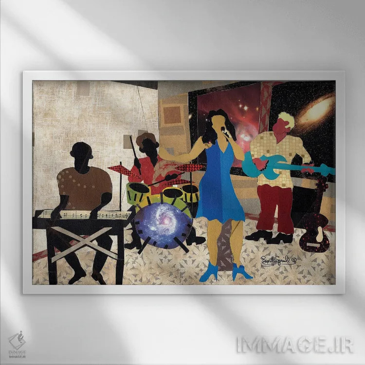 تابلو جاز نرم با منظرهٔ شهر اثر اورِت اسپرویل - نمای قابدار سفید