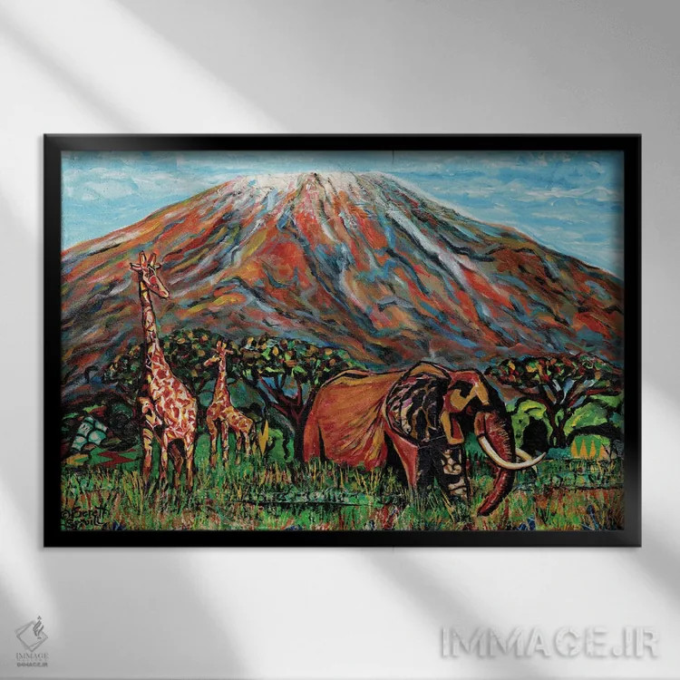 تابلو کوه کلیمانجارو اثر اورِت اسپرویل - نمای قابدار مشکی