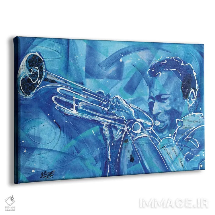 تابلو نوعی آبی (ارجاع به آلبوم جاز) اثر اورِت اسپرویل - نمای پرسپکتیو محصول