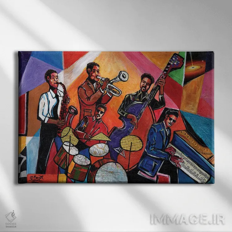 تابلو افسانههای جاز اثر اورِت اسپرویل - نمای روبهرو روی دیوار