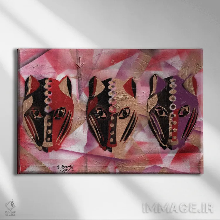 تابلو سه پلنگ اثر اورِت اسپرویل - نمای روبهرو روی دیوار