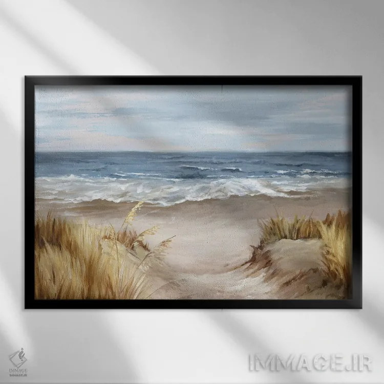 تابلو ساحل دستنخورده اثر اوا واتس - نمای قابدار مشکی