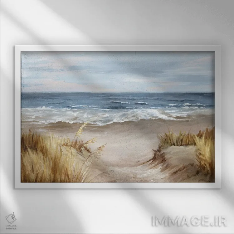 تابلو ساحل دستنخورده اثر اوا واتس - نمای قابدار سفید