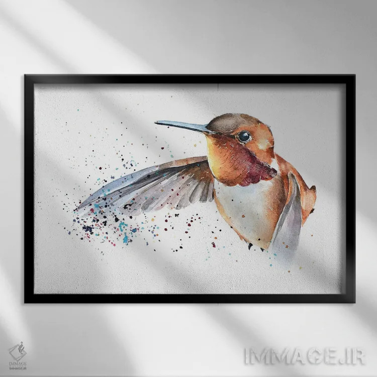 تابلو مرغ مگسخوار اثر ادز واترکالرز (برند نقاشی آبرنگ) - نمای قابدار مشکی