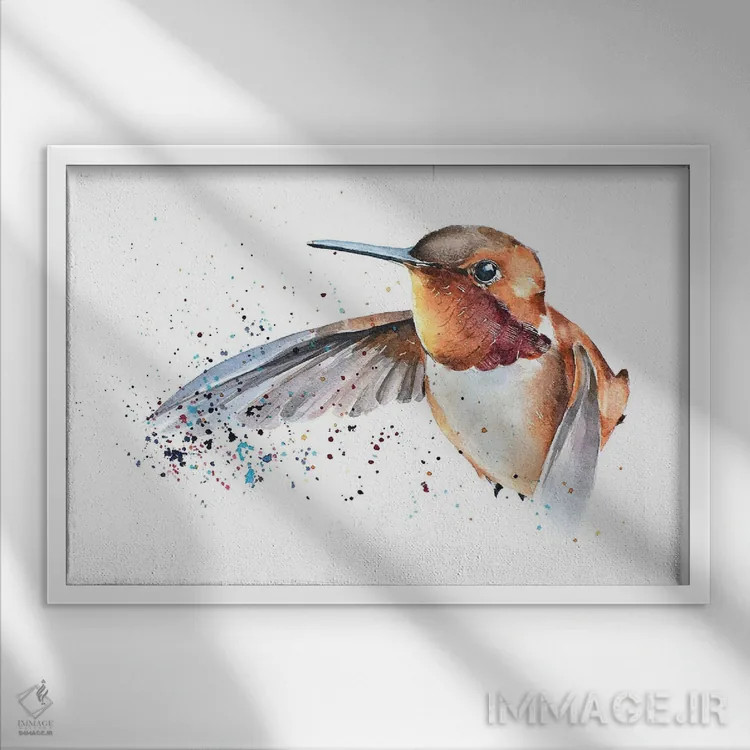 تابلو مرغ مگسخوار اثر ادز واترکالرز (برند نقاشی آبرنگ) - نمای قابدار سفید