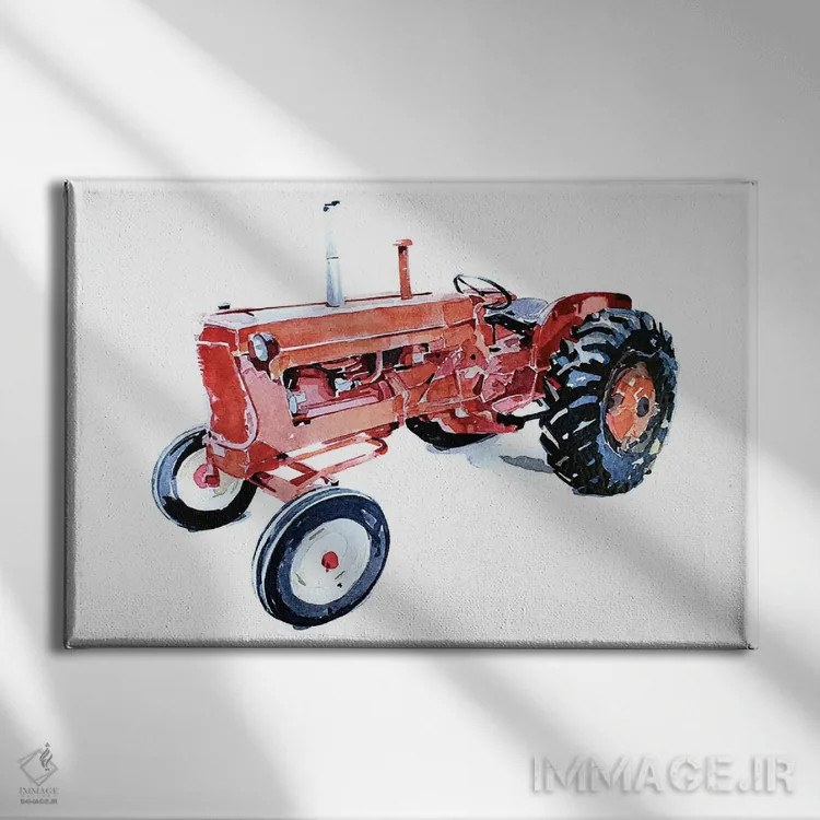 تابلو تراکتور قرمز کوچولو اثر ادز واترکالرز (برند نقاشی آبرنگ) - نمای روبهرو روی دیوار