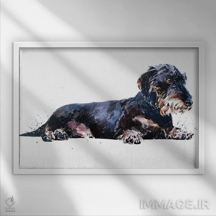 تابلو آرام باش و به سبک داشوند مو سیمی استراحت کن اثر ادز واترکالرز (برند نقاشی آبرنگ) - نمای قابدار سفید