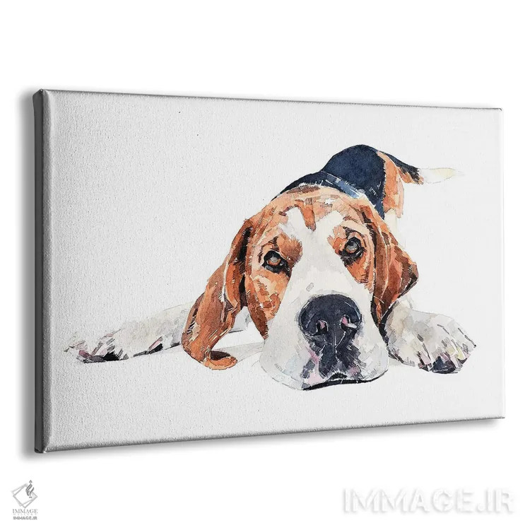 تابلو زمان بازی سگ بیگل اثر ادز واترکالرز (برند نقاشی آبرنگ) - نمای پرسپکتیو محصول