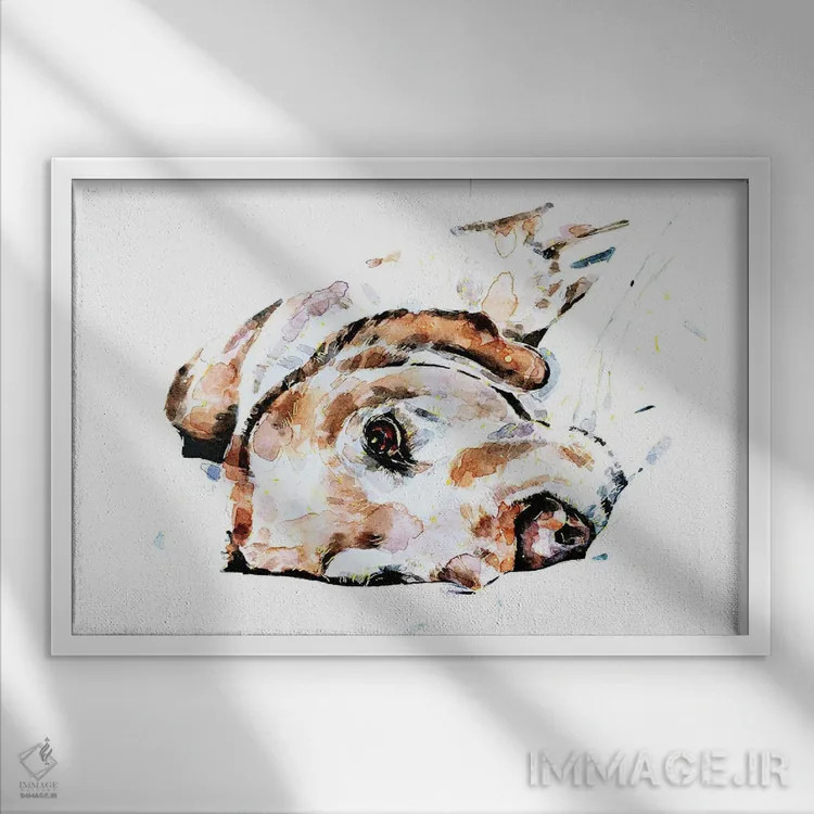 تابلو آرامش لابرادور اثر ادز واترکالرز (برند نقاشی آبرنگ) - نمای قابدار سفید