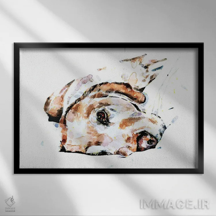 تابلو آرامش لابرادور اثر ادز واترکالرز (برند نقاشی آبرنگ) - نمای قابدار مشکی