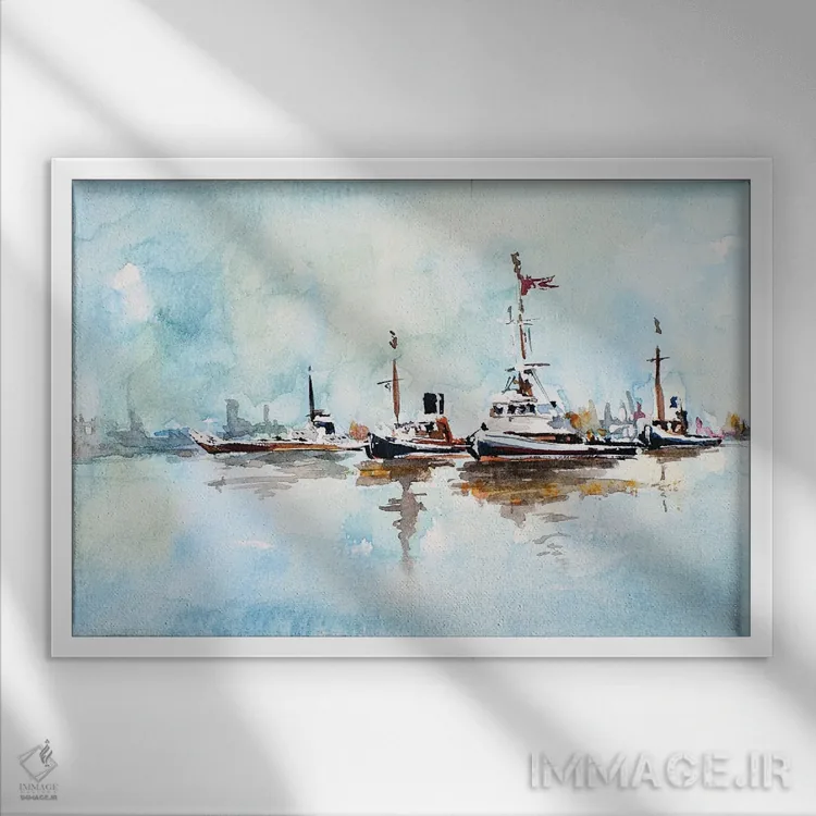 تابلو در گردش اثر ادز واترکالرز (برند نقاشی آبرنگ) - نمای قابدار سفید