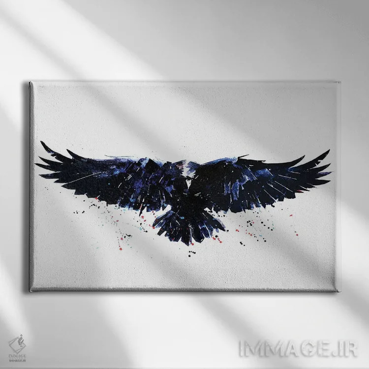 تابلو کلاغ سیاه اثر ادز واترکالرز (برند نقاشی آبرنگ) - نمای روبهرو روی دیوار