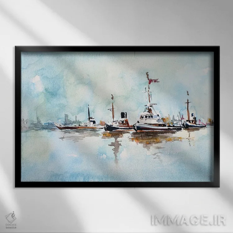 تابلو در گردش اثر ادز واترکالرز (برند نقاشی آبرنگ) - نمای قابدار مشکی