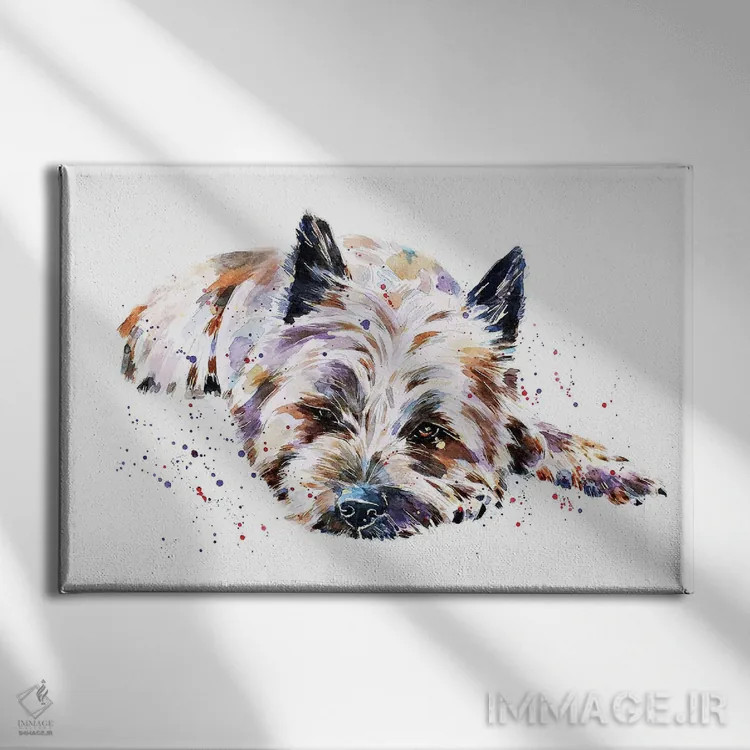 تابلو کرن تریر I (نژاد سگ) اثر ادز واترکالرز (برند نقاشی آبرنگ) - نمای روبهرو روی دیوار