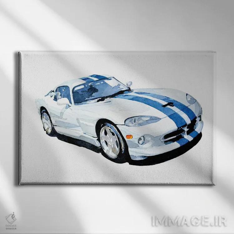 تابلو اتومبیل اثر ادز واترکالرز (برند نقاشی آبرنگ) - نمای روبهرو روی دیوار