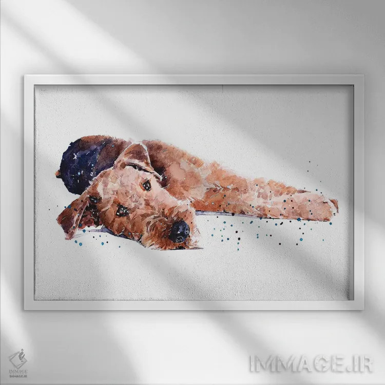 تابلو ایردیل I (نژاد سگ) اثر ادز واترکالرز (برند نقاشی آبرنگ) - نمای قابدار سفید