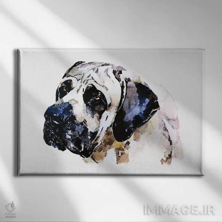 تابلو مستیف انگلیسی (نژاد سگ) اثر ادز واترکالرز (برند نقاشی آبرنگ) - نمای روبهرو روی دیوار