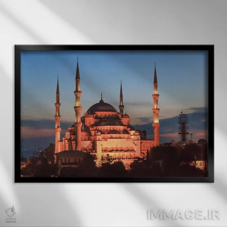 تابلو ترکیه، استانبول. مسجد سلطان احمد، چشمانداز پشتبام اثر امیلی ویلسون - نمای قابدار مشکی