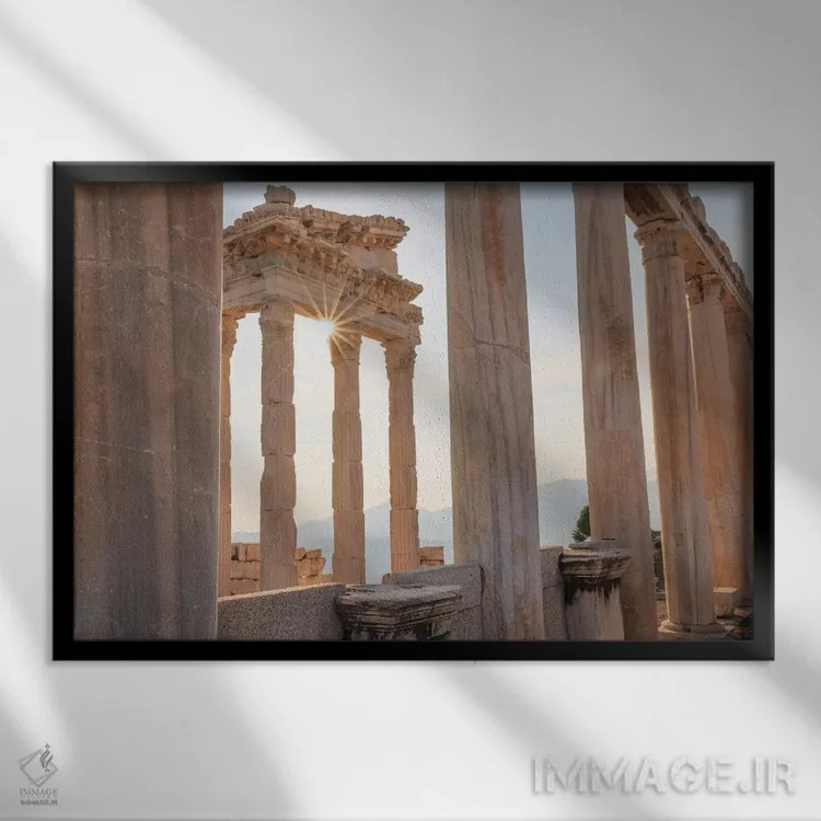 تابلو ترکیه، ازمیر، برگاما، پرگامون، آکروپولیس، معبد تراژان I اثر امیلی ویلسون - نمای قابدار مشکی