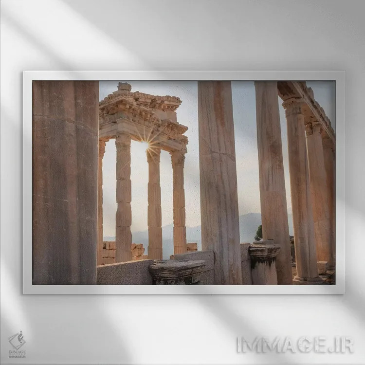 تابلو ترکیه، ازمیر، برگاما، پرگامون، آکروپولیس، معبد تراژان I اثر امیلی ویلسون - نمای قابدار سفید