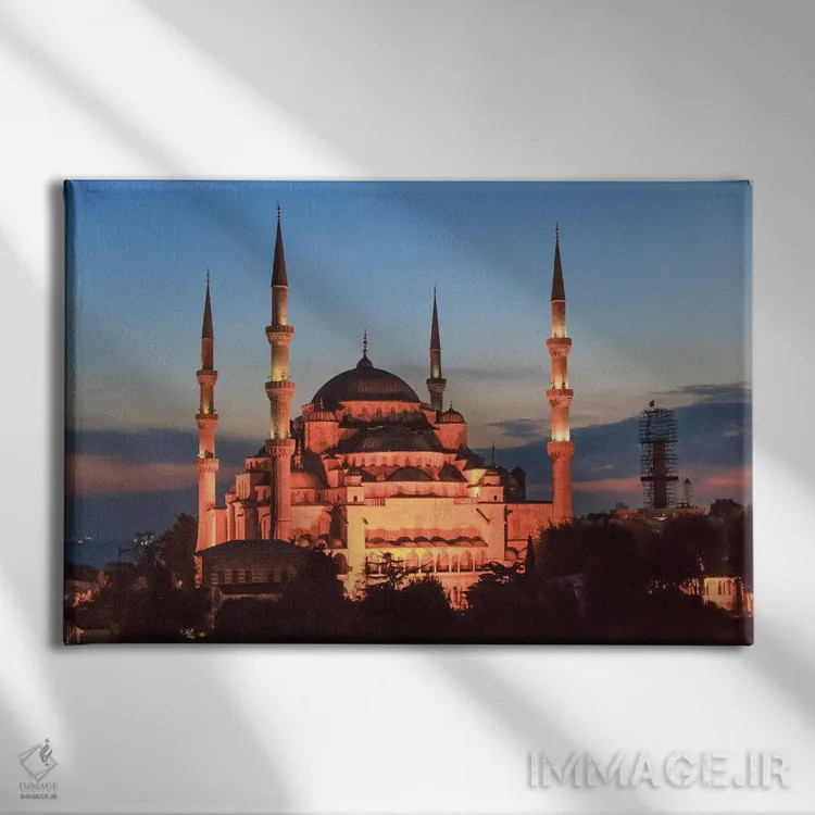 تابلو ترکیه، استانبول. مسجد سلطان احمد، چشمانداز پشتبام اثر امیلی ویلسون - نمای روبهرو روی دیوار