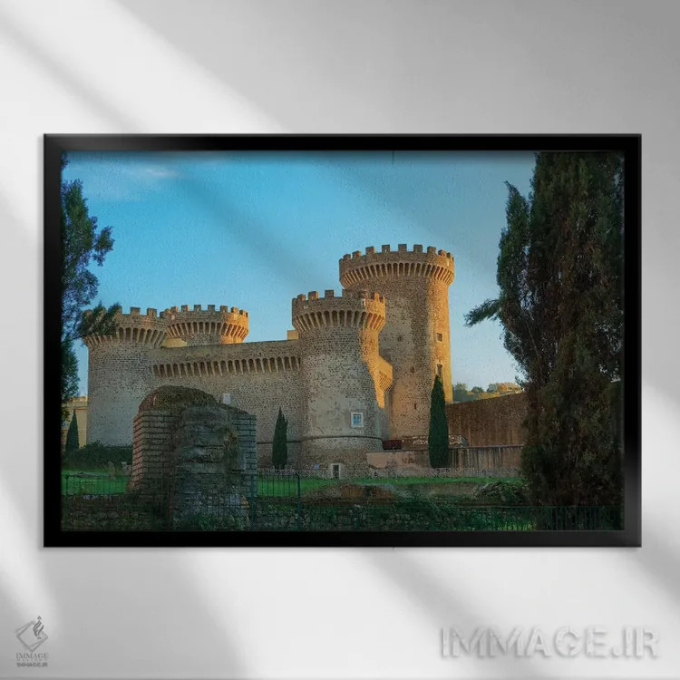 تابلو ایتالیا، روکا پیا. قلعه در تیوُلی، نزدیک رم اثر امیلی ویلسون - نمای قابدار مشکی